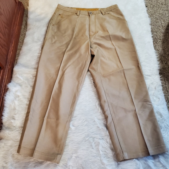 Vintage 90s Enyce Beige Brown Oiled Carpenter Jeans - Picture 2 of 10
